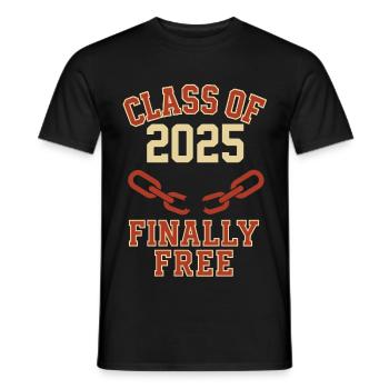 Remise des diplômes 2025 – Fin de l’école enfin gratuite - T-shirt homme - noir - Devant - AI Model Male 178 light (178cm)