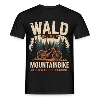 Mountainbike Downhill Berge Vintage Spruch - Männer T-Shirt - Schwarz - Vorne - AI Model Male 178 light (178cm)