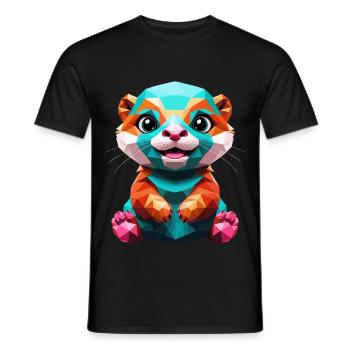 Bunter Fischotter im Polygon - Männer T-Shirt - Schwarz - Vorne - AI Model Male 178 light (178cm)
