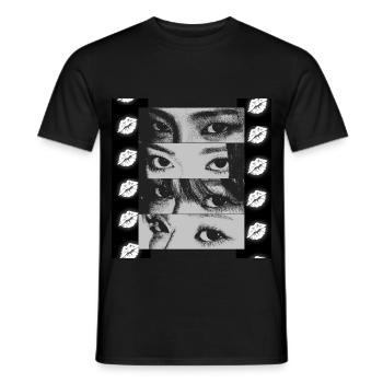 Staring Lips - Men's T-Shirt - black - Front - AI Model Male 178 light (178cm)