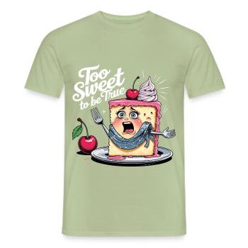 Too Sweet To Be True - Drama Cake - Men's T-Shirt - sage - Front - AI Model Male 178 light (178cm)