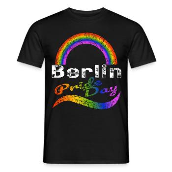 Pride Day Berlin LGBTQ+ CSD Gay Queer Love Saying - Men's T-Shirt - black - Front - AI Model Male 178 light (178cm)