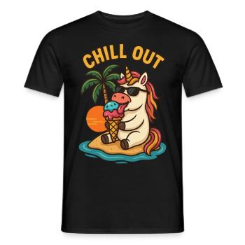 Einhorn Urlaub Insel Eis Ferien Geschenk - Männer T-Shirt - Schwarz - Vorne - AI Model Male 178 light (178cm)