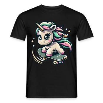 Unicorn Skateboard Gift Design - Men's T-Shirt - black - Front - AI Model Male 178 light (178cm)