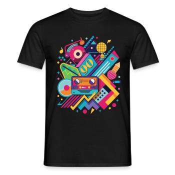 90s Music Shirt – Retro Mixtape Design - Men's T-Shirt - black - Front - AI Model Male 178 light (178cm)