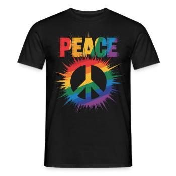 Peace Regenbogen Queer LGBTQ+ Pride Day - Männer T-Shirt - Schwarz - Vorne - AI Model Male 178 light (178cm)