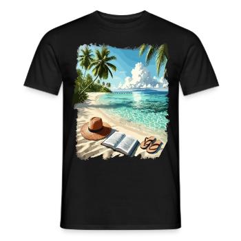 Beach Summer Island Vacation Beach Sea Sun - Men's T-Shirt - black - Front - AI Model Male 178 light (178cm)