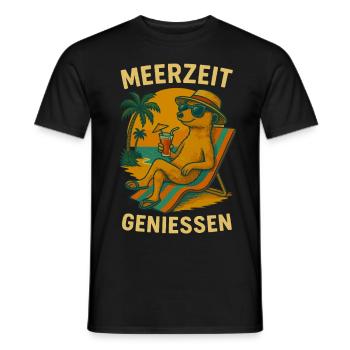 Suricate vacances plage été mer palmiers - T-shirt homme - noir - Devant - AI Model Male 178 light (178cm)