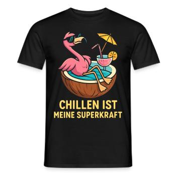 Flamingo Vacances Été Plage Design Rétro - T-shirt homme - noir - Devant - AI Model Male 178 light (178cm)