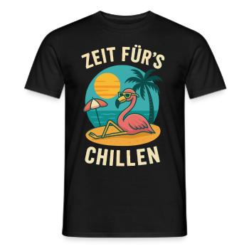 Flamingo Urlaub Sommer Strand Retro Design - Männer T-Shirt - Schwarz - Vorne - AI Model Male 178 light (178cm)