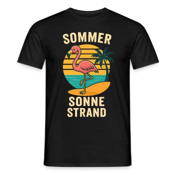 Flamingo Urlaub Sommer Strand Retro Design - Männer T-Shirt - Schwarz - Vorne - AI Model Male 178 light (178cm)