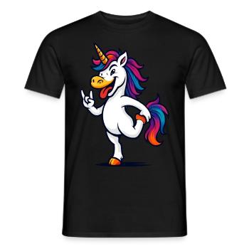 Unicorn Rockhorn Sayings Fun Design - Men's T-Shirt - black - Front - AI Model Male 178 light (178cm)