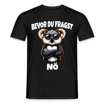 Koala: Before you ask, nö, saying, funny, cheeky, bear - Men's T-Shirt - black - Front - AI Model Male 178 light (178cm)