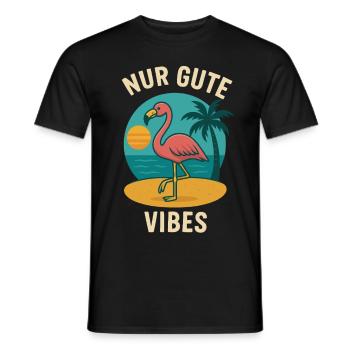 Flamingo Urlaub Sommer Strand Retro Design - Männer T-Shirt - Schwarz - Vorne - AI Model Male 178 light (178cm)