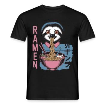 Sloth Eats Ramen Japon Noodle Design - T-shirt homme - noir - Devant - AI Model Male 178 light (178cm)