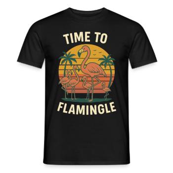 Flamingo Urlaub Sommer Strand Retro Design - Männer T-Shirt - Schwarz - Vorne - AI Model Male 178 light (178cm)