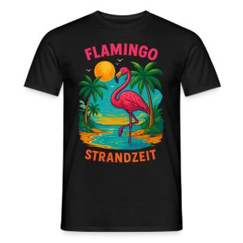 Flamingo Urlaub Sommer Strand Retro Design - Männer T-Shirt - Schwarz - Vorne - AI Model Male 178 light (178cm)