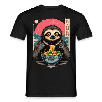 Sloth Eats Ramen Japon Noodle Design - T-shirt homme - noir - Devant - AI Model Male 178 light (178cm)