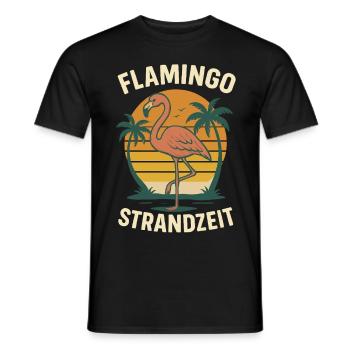 Flamingo Urlaub Sommer Strand Retro Design - Männer T-Shirt - Schwarz - Vorne - AI Model Male 178 light (178cm)
