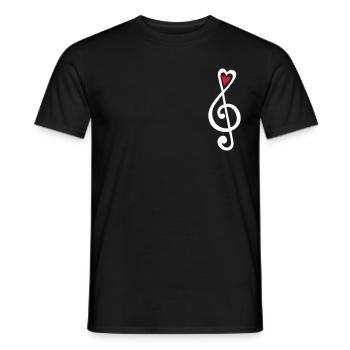 Musique, notes, coeur, classique, clef sol, Choir, - T-shirt homme - noir - Devant - AI Model Male 178 light (178cm)