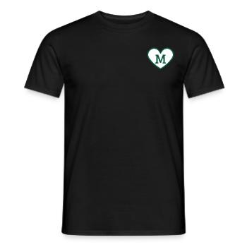 Buchstabe m Herz Sport Trend grün - Geschenkidee - Männer T-Shirt - Schwarz - Vorne - AI Model Male 178 light (178cm)