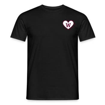 Buchstabe w Herz Sport Burgunderrot Trend - Geschenkidee - Männer T-Shirt - Schwarz - Vorne - AI Model Male 178 light (178cm)