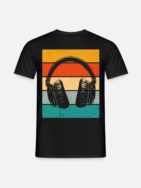 Kopfhörer Retro - Männer T-Shirt - Schwarz