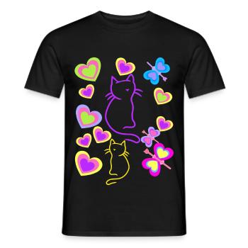 80s 90s Retro Cat Cats Kids Child Vintage - Men's T-Shirt - black - Front - AI Model Male 178 light (178cm)