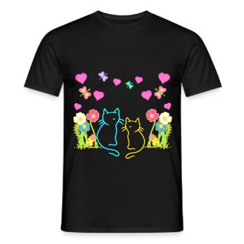 Années 80 Années 90 Chats Chat Été Vintage Enfants - T-shirt homme - noir - Devant - AI Model Male 178 light (178cm)