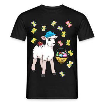 80s Easter Sheep Sheep Easter Eggs Lamb Kids - Men's T-Shirt - black - Front - AI Model Male 178 light (178cm)