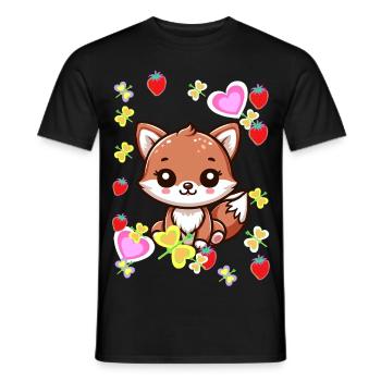 années 80 90 renard renards enfants vintage rétro - T-shirt homme - noir - Devant - AI Model Male 178 light (178cm)
