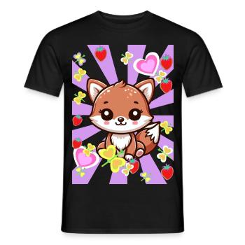 Retro Fox Foxes Kids Child Baby Vintage - Men's T-Shirt - black - Front - AI Model Male 178 light (178cm)