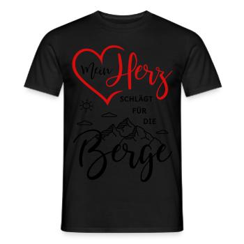 Mein Herz schlägt für die Berge - Männer T-Shirt - Schwarz - Vorne - AI Model Male 178 light (178cm)