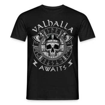 Valhalla vous attend - T-shirt homme - noir - Devant - AI Model Male 178 light (178cm)