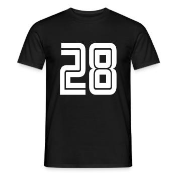 Trikotnummer 28 – Geschenk zum 28-jährigen Jubiläum - Männer T-Shirt - Schwarz - Vorne - AI Model Male 178 light (178cm)