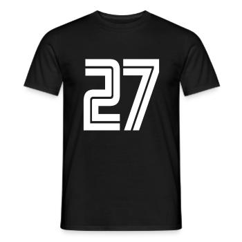Jersey number 27 – 27th anniversary gift - Men's T-Shirt - black - Front - AI Model Male 178 light (178cm)