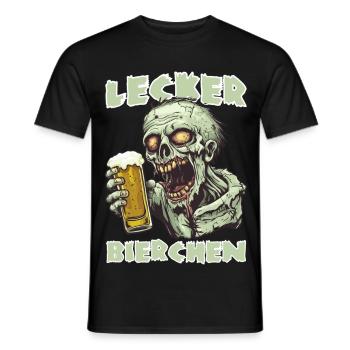 Lecker Bierchen X Zombie mit Bier spaßiges - Männer T-Shirt - Schwarz - Vorne - AI Model Male 178 light (178cm)