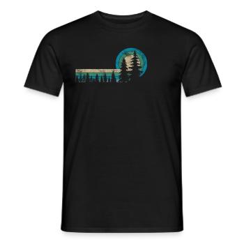 Arbres Vintage Dans La Nature Forêt Pour Les Randonneurs - T-shirt homme - noir - Devant - AI Model Male 178 light (178cm)