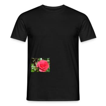 Rose rot mit grünen Blättern - Männer T-Shirt - Schwarz - Vorne - AI Model Male 178 light (178cm)