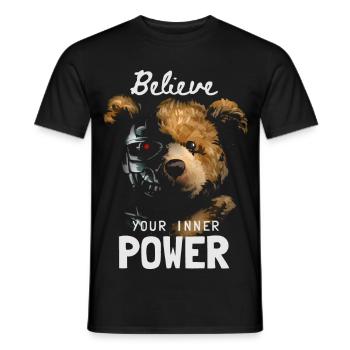 Bär mit Roboter Gesicht Innere Kraft - Männer T-Shirt - Schwarz - Vorne - AI Model Male 178 light (178cm)