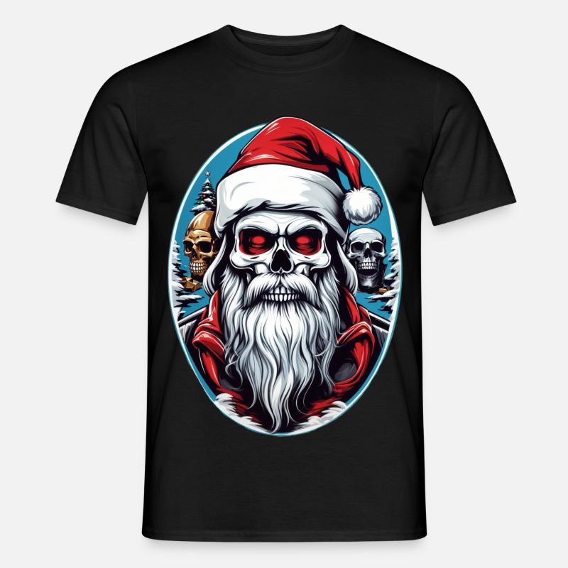 Weihnachtsmann Skull - Männer T-Shirt - Schwarz