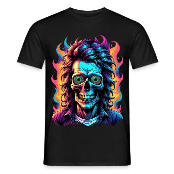 Neonschädel mit leuchtenden Flammen - Männer T-Shirt - Schwarz - Vorne - AI Model Male 178 light (178cm)