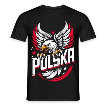 Polska Poland Eagle Emblem Flag Flag Gift - Men's T-Shirt - black - Front - AI Model Male 178 light (178cm)