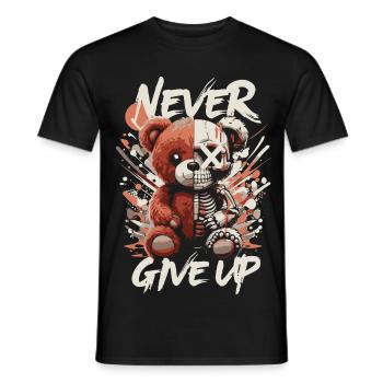 N’abandonnez jamais - Teddy & Skull Motivation Design - T-shirt homme - noir - Devant - AI Model Male 178 light (178cm)