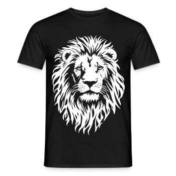 Majestic lion head in black and white - Men's T-Shirt - black - Front - AI Model Male 178 light (178cm)