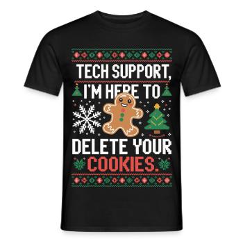 Tech Support Cookie Saying - Men's T-Shirt - black - Front - AI Model Male 178 light (178cm)