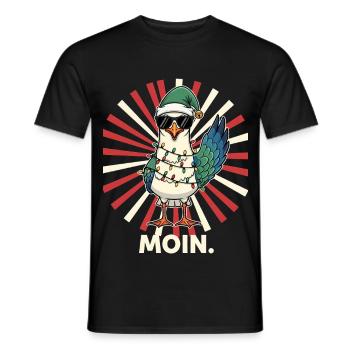 Moin Christmas Seagull Lights North Sea Baltic Sea - Men's T-Shirt - black - Front - AI Model Male 178 light (178cm)