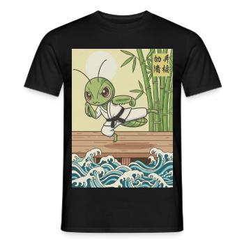 Kawaii Martial Arts Praying Mantis - T-shirt homme - noir - Devant - AI Model Male 178 light (178cm)