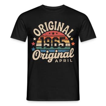 Avril 1965 Vintage Rétro Cadeau Anniversaire Avril - T-shirt homme - noir - Devant - AI Model Male 178 light (178cm)