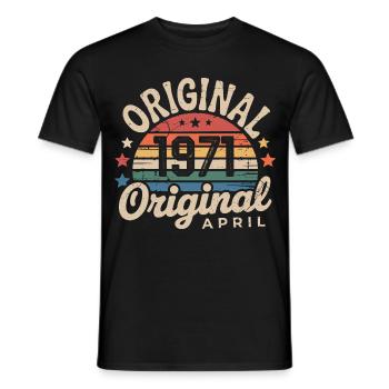 Avril 1971 Vintage Rétro Cadeau Anniversaire Avril - T-shirt homme - noir - Devant - AI Model Male 178 light (178cm)